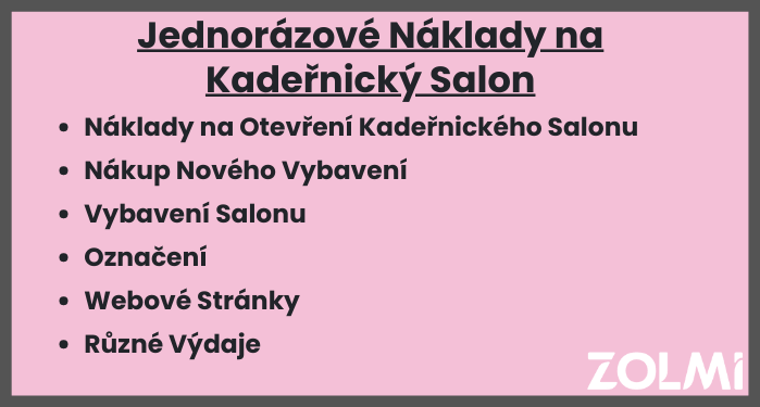 Jednorázové náklady na kadeřnický salon
