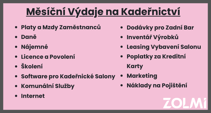 Měsíční výdaje na kadeřnictví